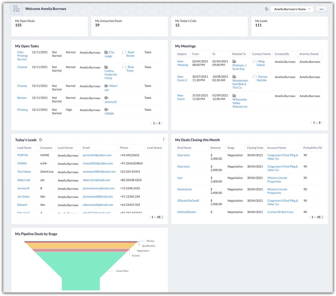 Zoho CRM Homepage